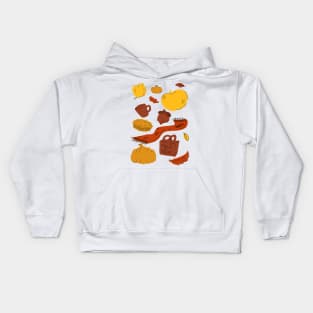 Autumn Themed Pattern - Fall Season - Cozy Seasonal Pattern Kids Hoodie